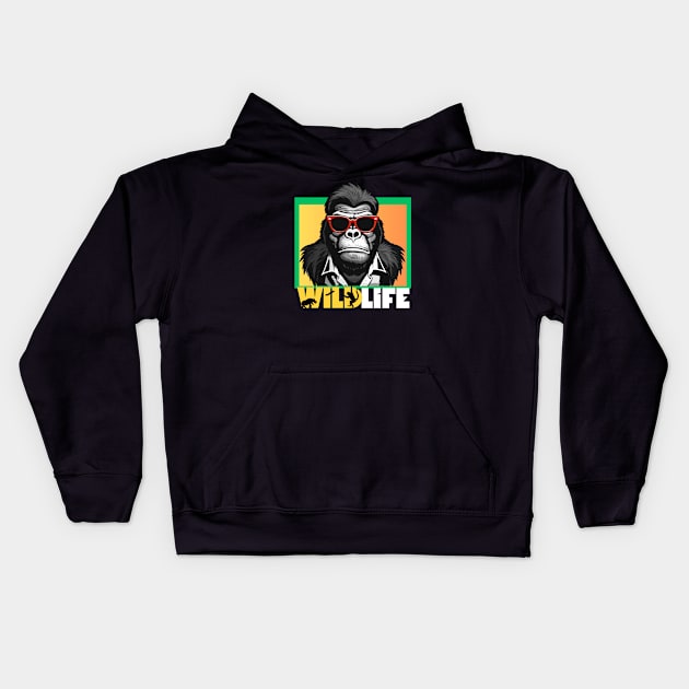 wild life , gorilla life , funny Kids Hoodie by twitaadesign